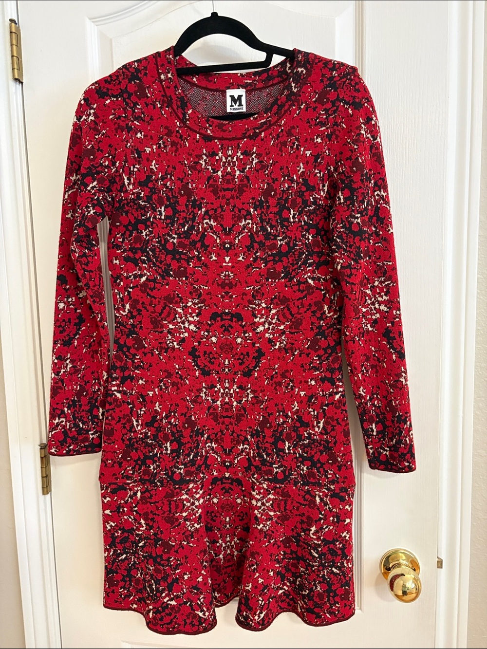 Missoni Red, Black & Cream Long Sleeve Knit Dress